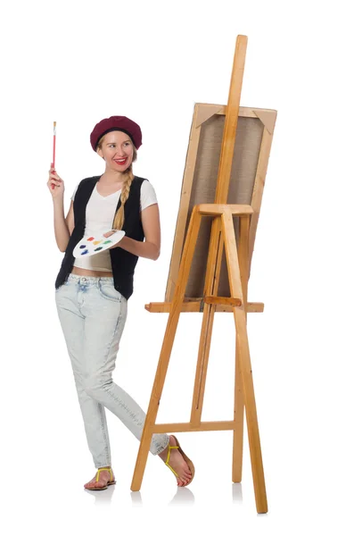 Woman artist isolated on the white — Stock Photo, Image