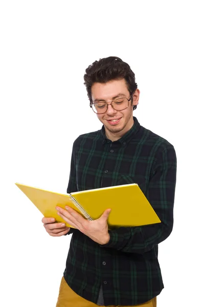 Étudiant drôle isolé sur le blanc — Photo