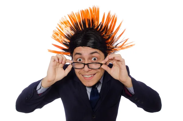 Homem engraçado com penteado mohawk — Fotografia de Stock