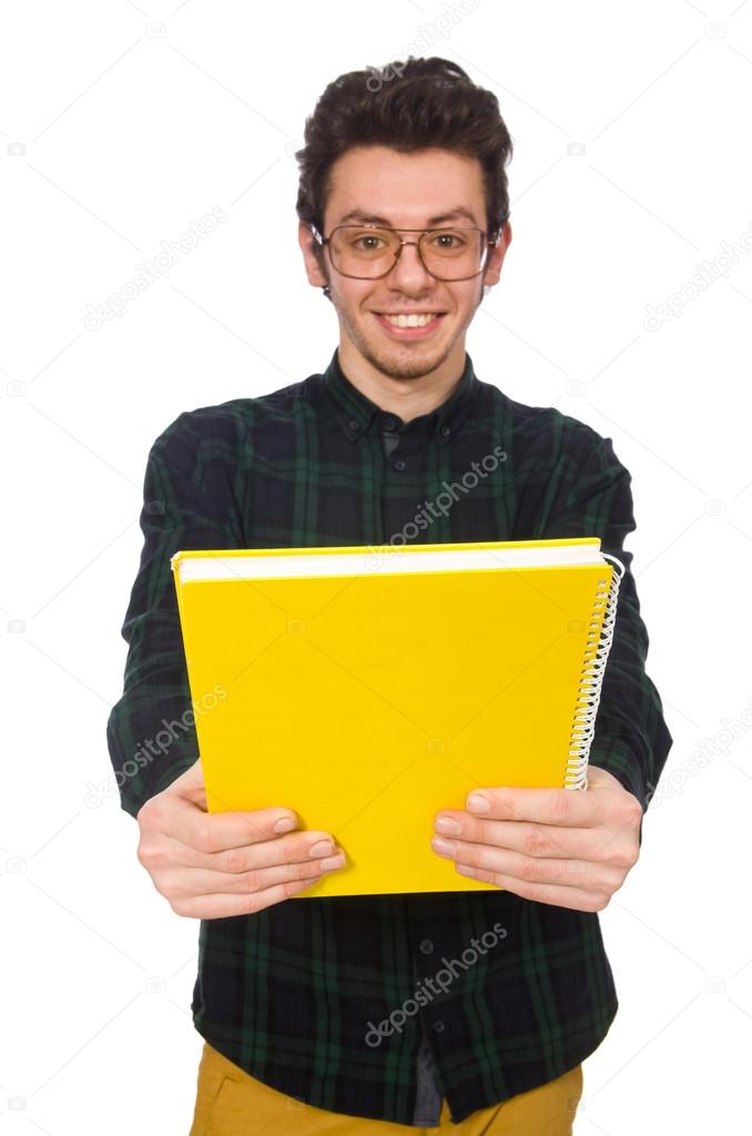 Funny student isolated on the white