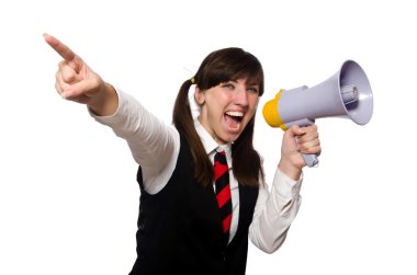 Komik inek öğrenci üzerinde beyaz izole