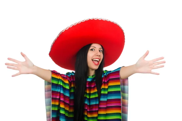 Mujer mexicana en concepto divertido en blanco —  Fotos de Stock