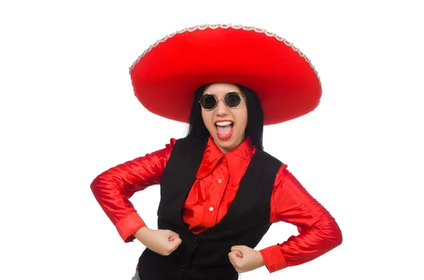 Mujer mexicana en concepto divertido en blanco —  Fotos de Stock