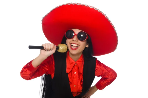 Mexican woman in funny concept on white — Stock Photo, Image