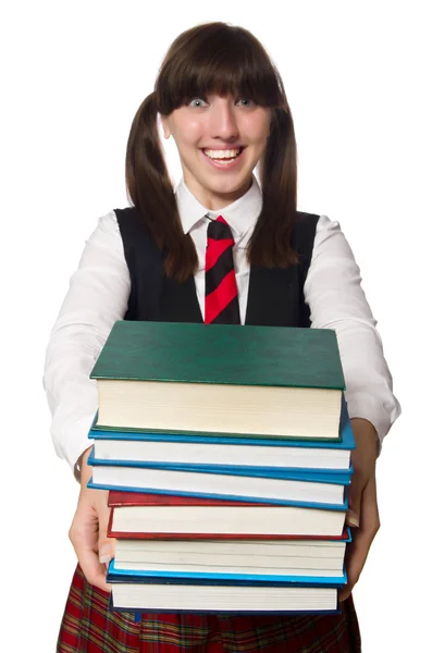 Grappige nerd student geïsoleerd op wit — Stockfoto