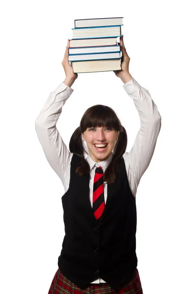 Divertido estudiante nerd aislado en blanco — Foto de Stock