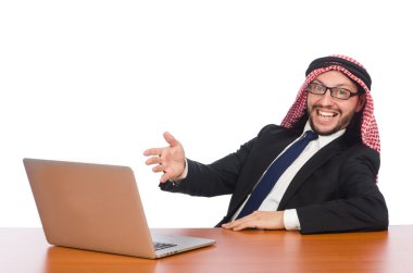 Beyaz bilgisayarlı Arap işadamı