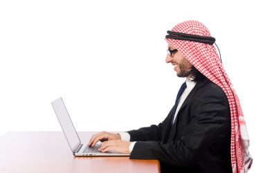 Beyaz bilgisayarlı Arap işadamı