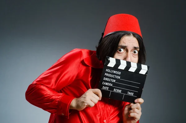 Man wearing red fez hat — Stock Photo, Image