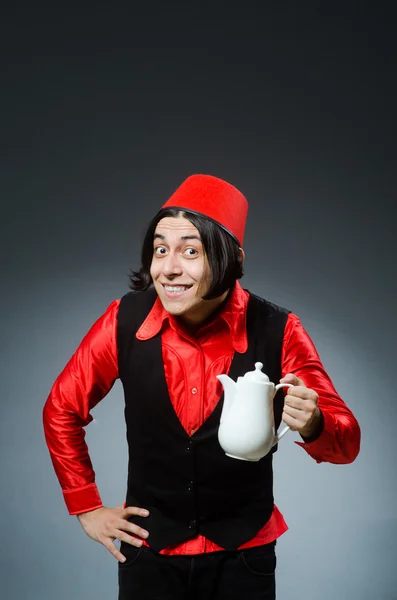 Man wearing red fez hat — Stock Photo, Image