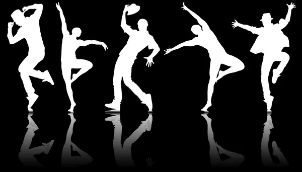 Táncosok sziluettjei a tánc koncepciójában — Stock Fotó