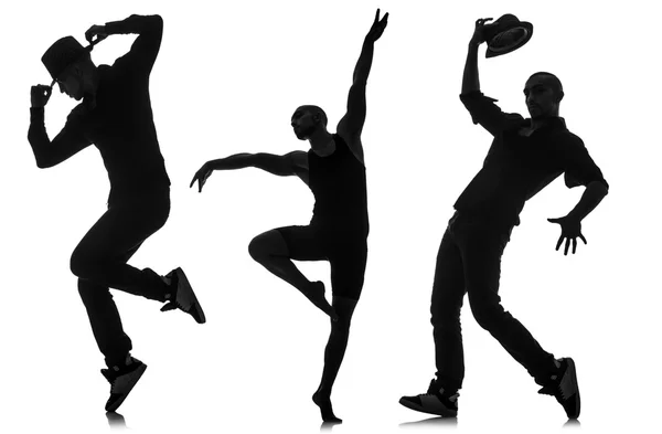 Silhouette di ballerini nel concetto di danza — Foto Stock