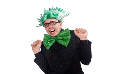 Mohawk saç stili komik bir adam.