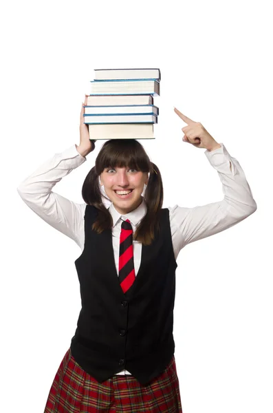 Divertido estudiante nerd aislado en blanco — Foto de Stock