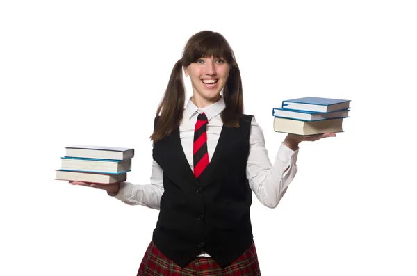 Grappige nerd student geïsoleerd op wit — Stockfoto