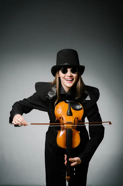 Woman playing classical violin in music concept — Stock Photo, Image