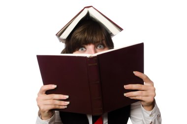 Komik inek öğrenci üzerinde beyaz izole