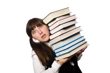 Komik inek öğrenci üzerinde beyaz izole