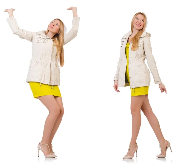 Woman with umbrella isolated on the white — Stock Photo, Image