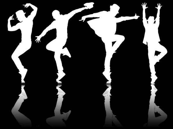 Dans konseptinde dansçıların siluetleri — Stok fotoğraf
