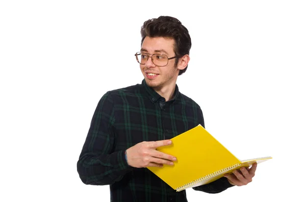 Смішний студент ізольований на білому — стокове фото