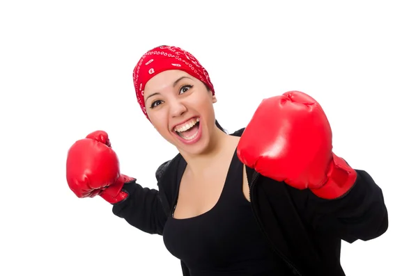 Boxer femme isolé sur le blanc — Photo