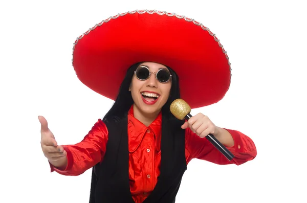 Mexican woman in funny concept on white — Stock Photo, Image