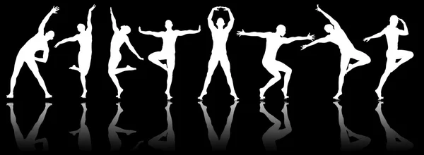 Silhouettes of dancers in dancing concept — Stock Photo, Image