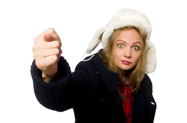 Mujer con sombrero en concepto divertido —  Fotos de Stock