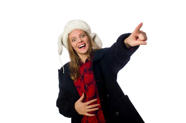 Frau mit Hut in lustigem Konzept — Stockfoto