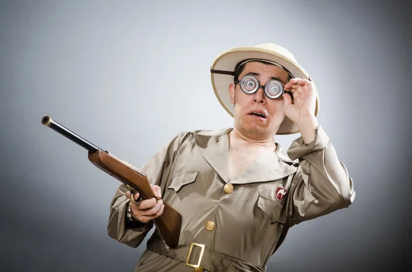 Funny hunter in hunting concept — Stock Photo, Image