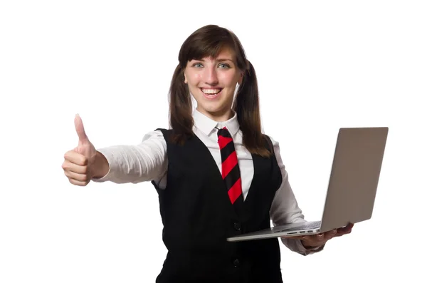 Divertido estudiante nerd aislado en blanco — Foto de Stock