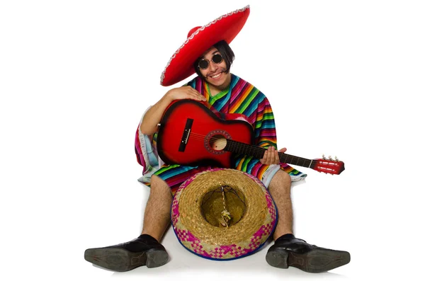 Mexicaanse gitarist geïsoleerd op wit — Stockfoto