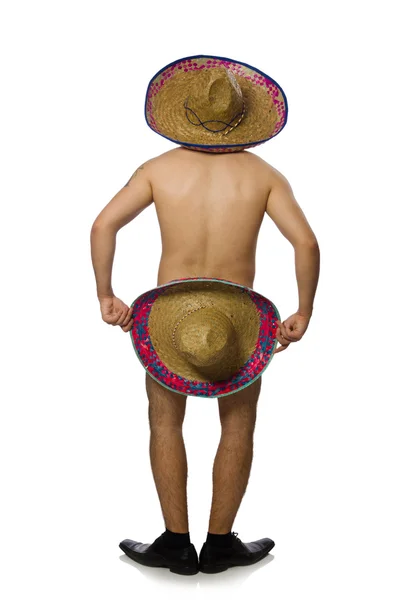 Naked mexican man isolated on white — Stock Photo, Image