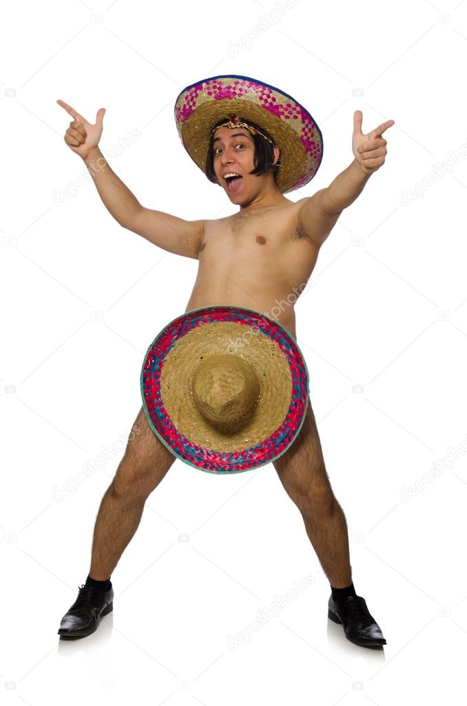 Naked mexican man isolated on white - Stock Photo, Image. 