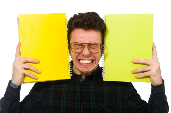 Funny student isolated on the white — Stock Photo, Image