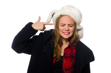 Komik şapkalı kadın.