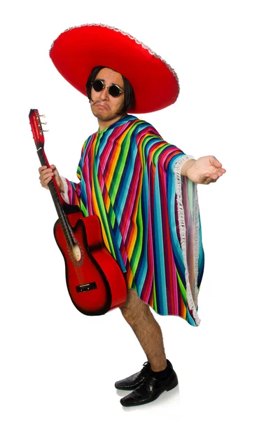 Mexicaanse gitarist geïsoleerd op wit — Stockfoto