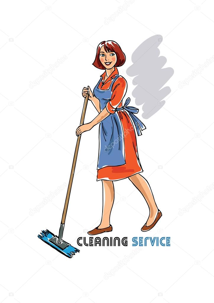 Young cleaning lady