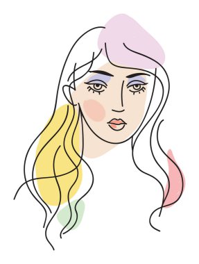 Güzel genç bir kadının el çizimi..