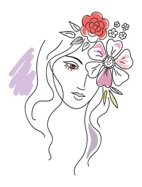 Çiçekli genç bir kadının el resmi..