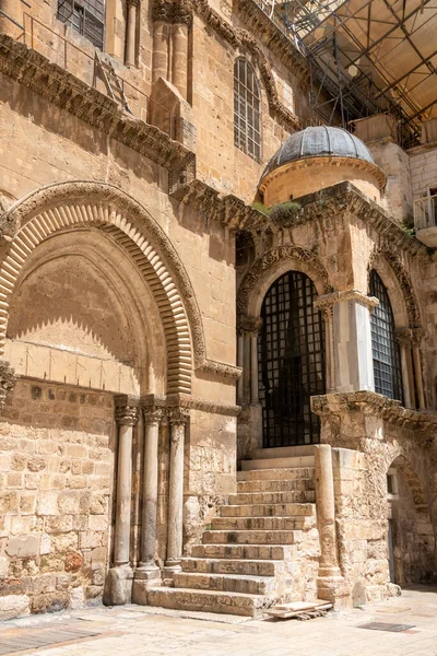 Détail Façade Historique Église Saint Sépulcre Jérusalem Israël — Photo