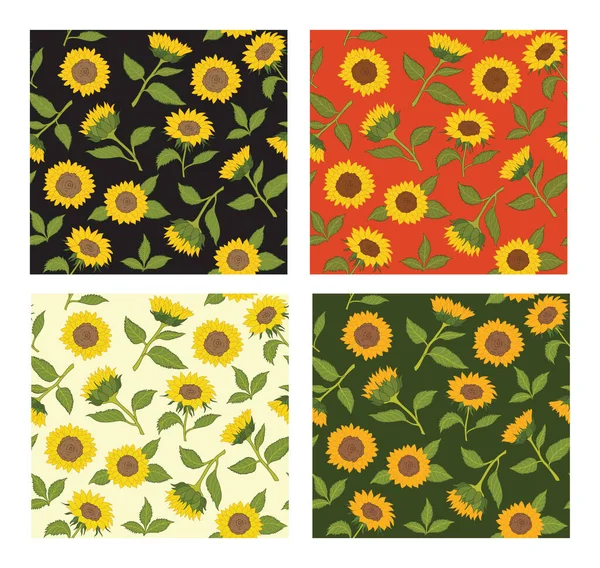 Motif Sans Couture Tendance Avec Dessin Main Tournesols Illustration Vectorielle — Image vectorielle