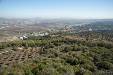 Discalced Carmelites'sinin Manastırı. Jezreel Valley.Israel görünümünü.