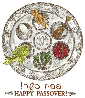 Hand drawing passover plate clipart