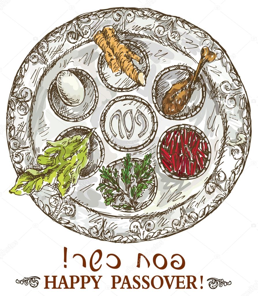 Hand drawing passover plate