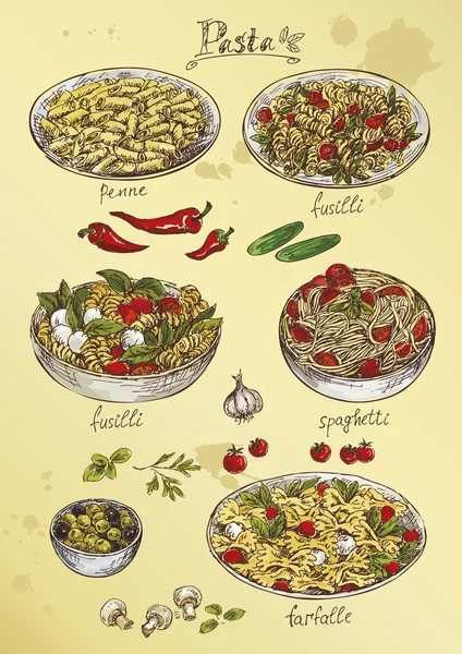 Hand drawing pasta Stock Illustration