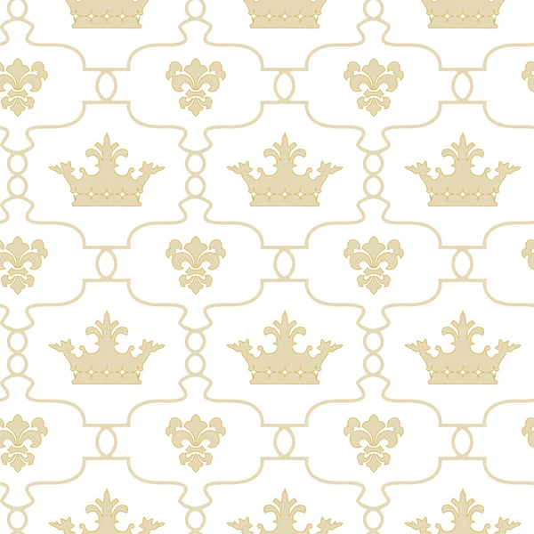 Fondo sin costuras con coronas y Fleur de lis — Vector de stock