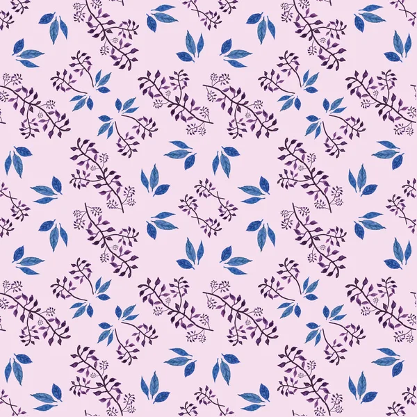 Seamless watercolor pattern with leaves and branches — Stock Photo, Image