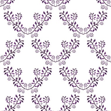 Yapraklar ve dallarla kusursuz suluboya deseni